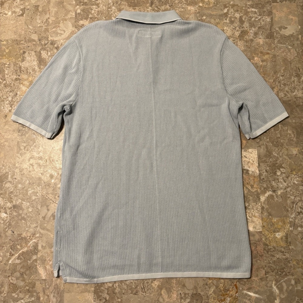 Rag & Bone Harvey Polo Shirt Mens Large Green Short Sleeve Split Hem Knit - Picture 9 of 10